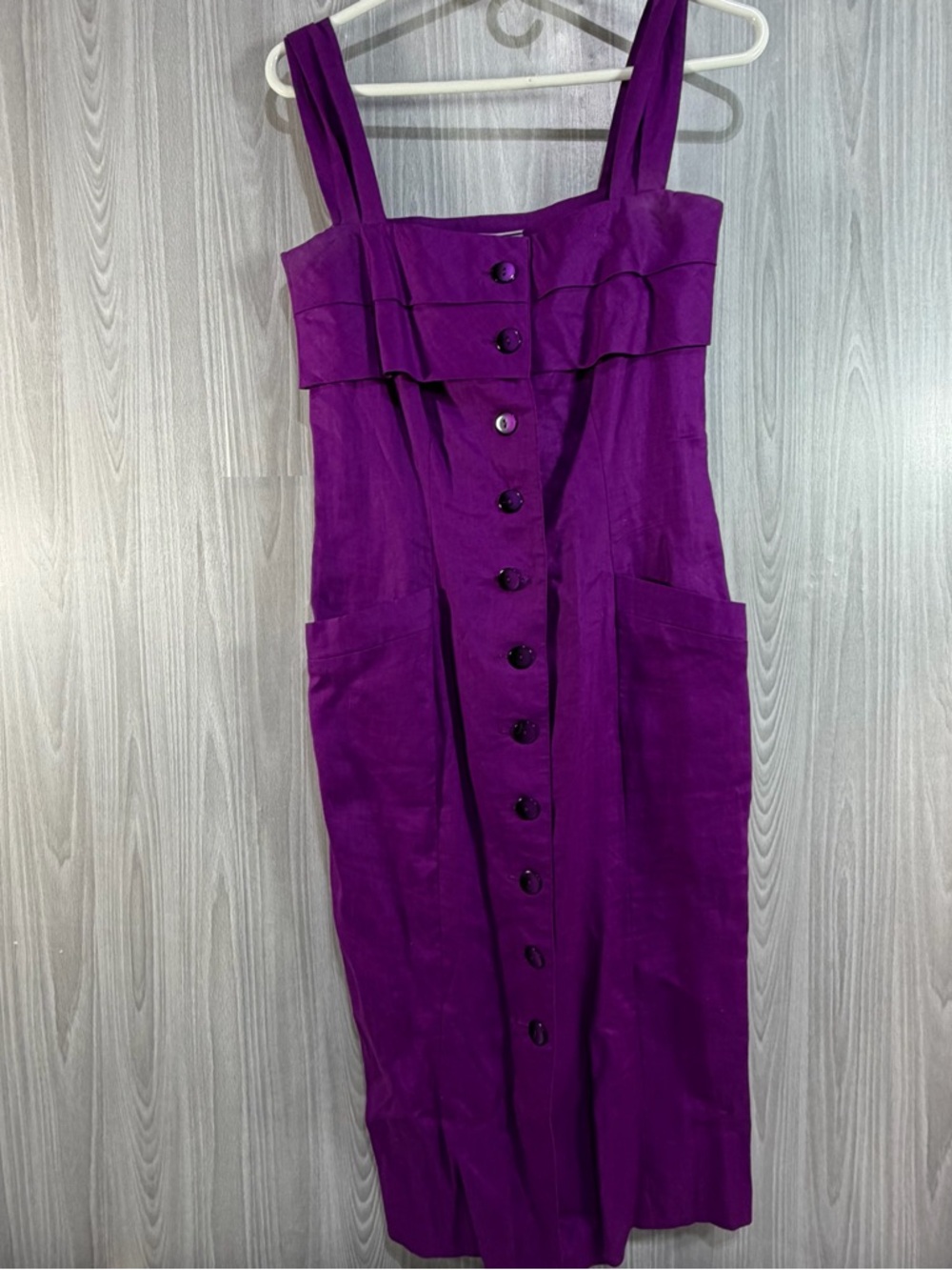 Vintage‎ Kenar 2 Purple Sleeveless Linen Dress Button Front Midi Women’s Size 10